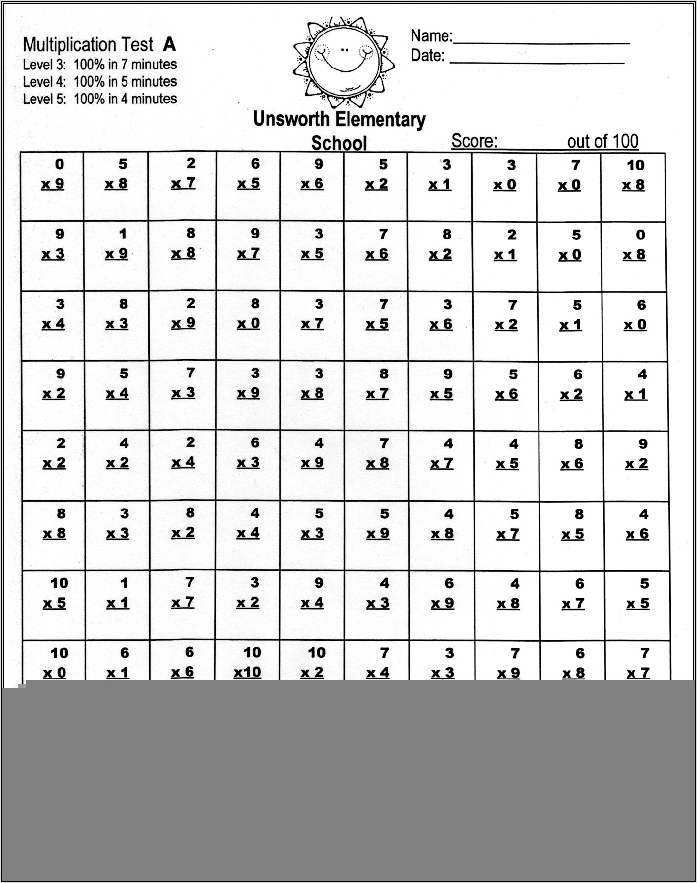 Multiplication Worksheet Grade 8