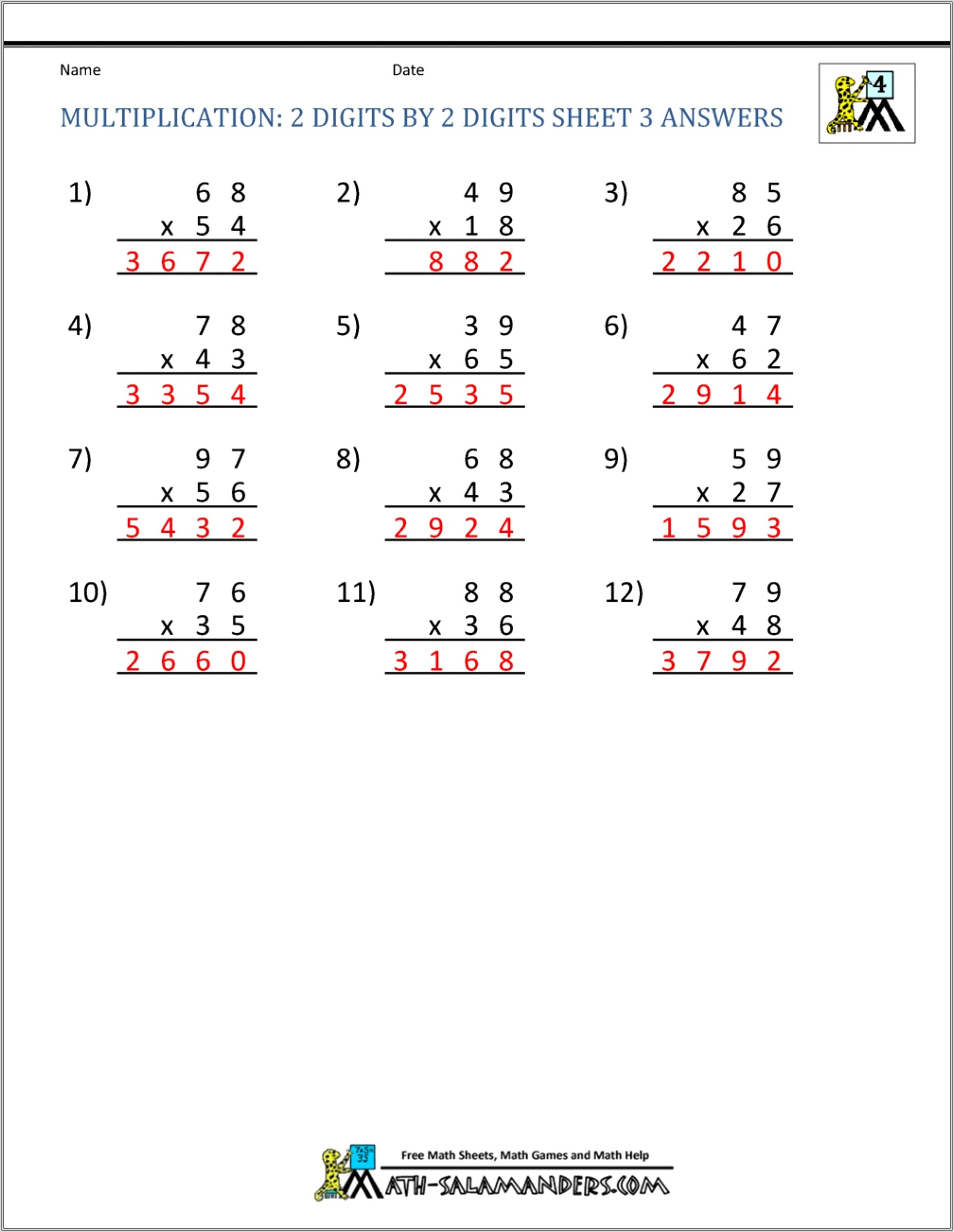 Multiplication Worksheet Ks2 Tes