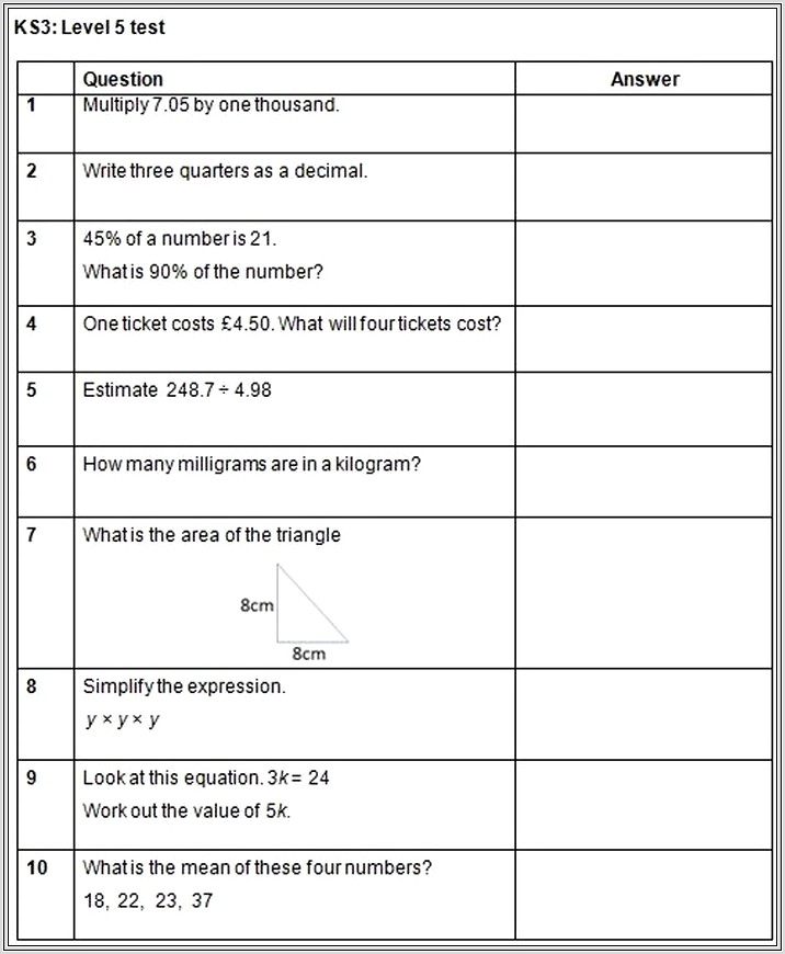 Multiplication Worksheet Ks3 Tes