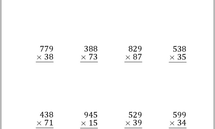 Multiplication Worksheet One Digit By Two Digits