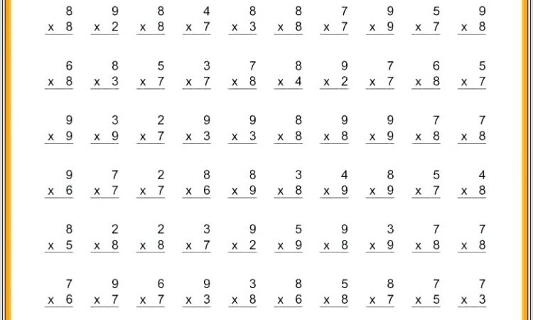 Multiplication Worksheet Times 8