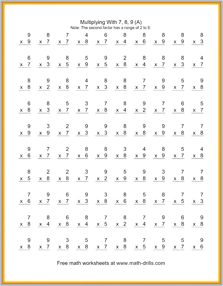 Multiplication Worksheet Times 8