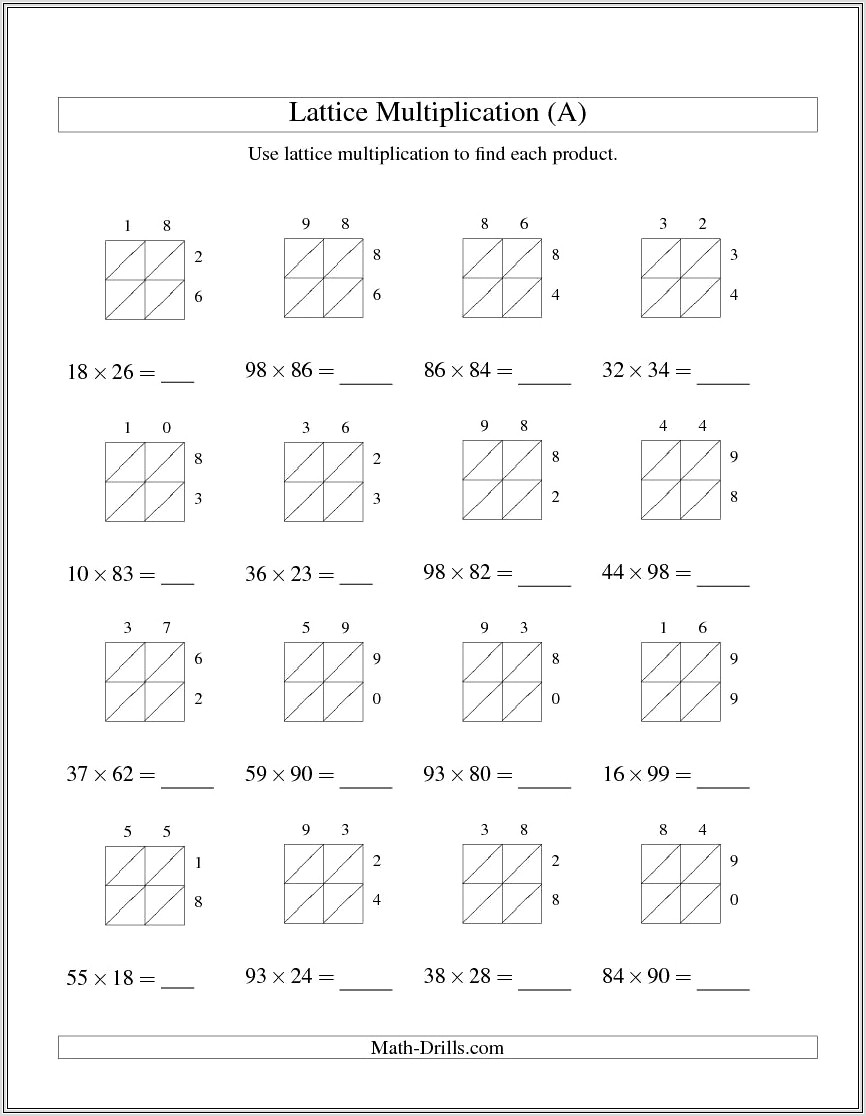 Multiplication Worksheet Two Digit By Two Digit