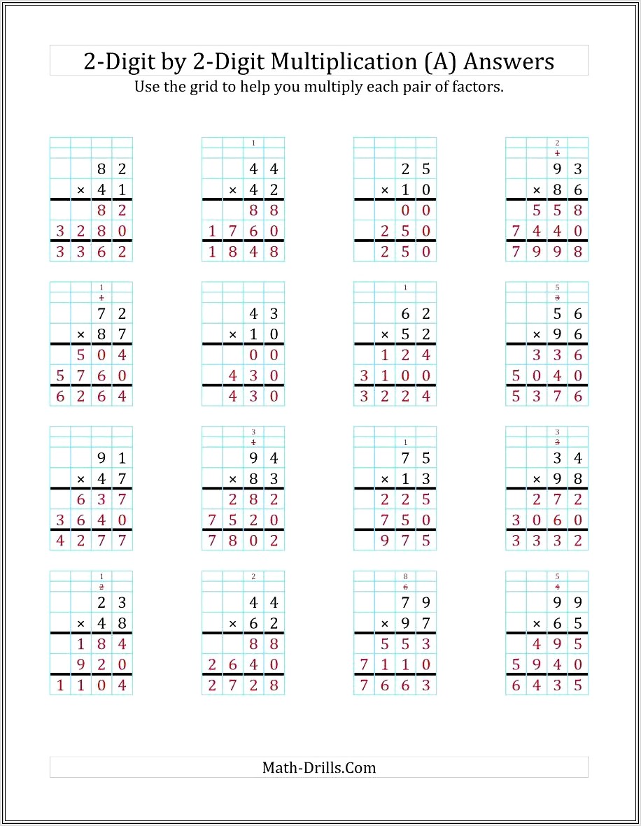 Multiplication Worksheet With Grid