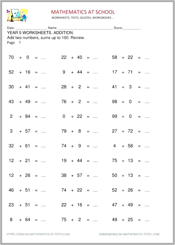 Multiplication Worksheet Year 5