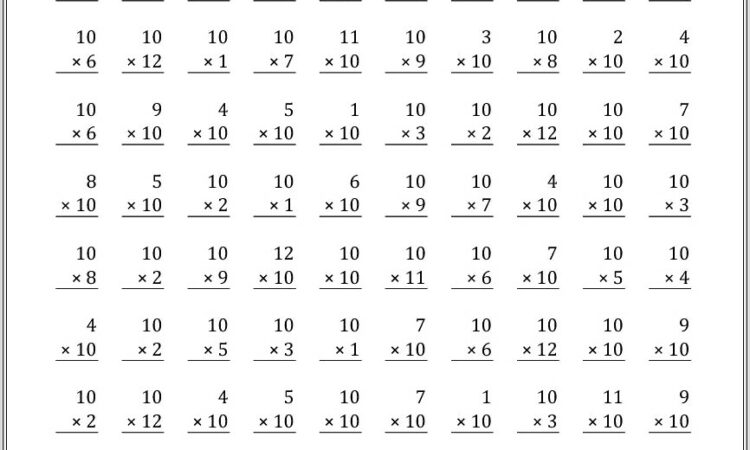 Multiplication Worksheets 1 To 10