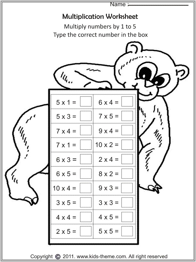 Multiplication Worksheets 1 To 5
