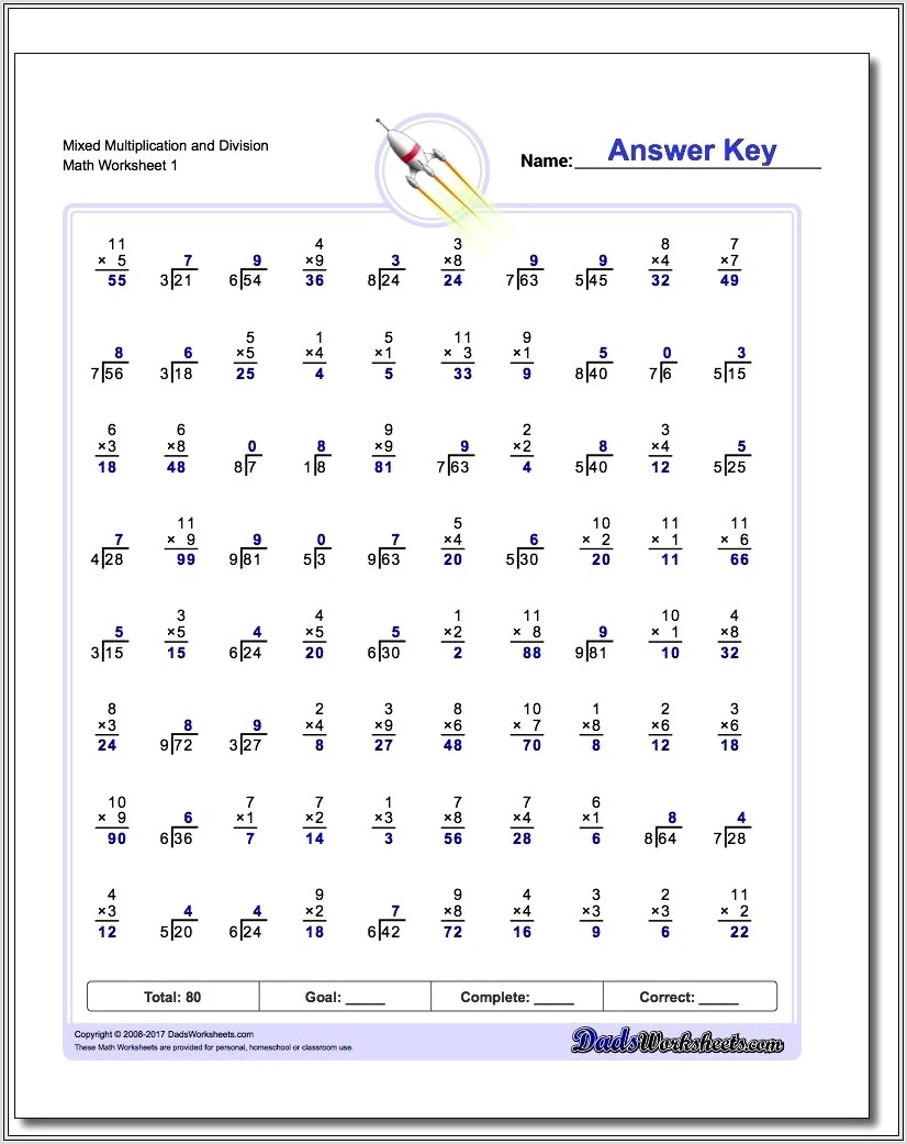 Multiplication Worksheets And Division