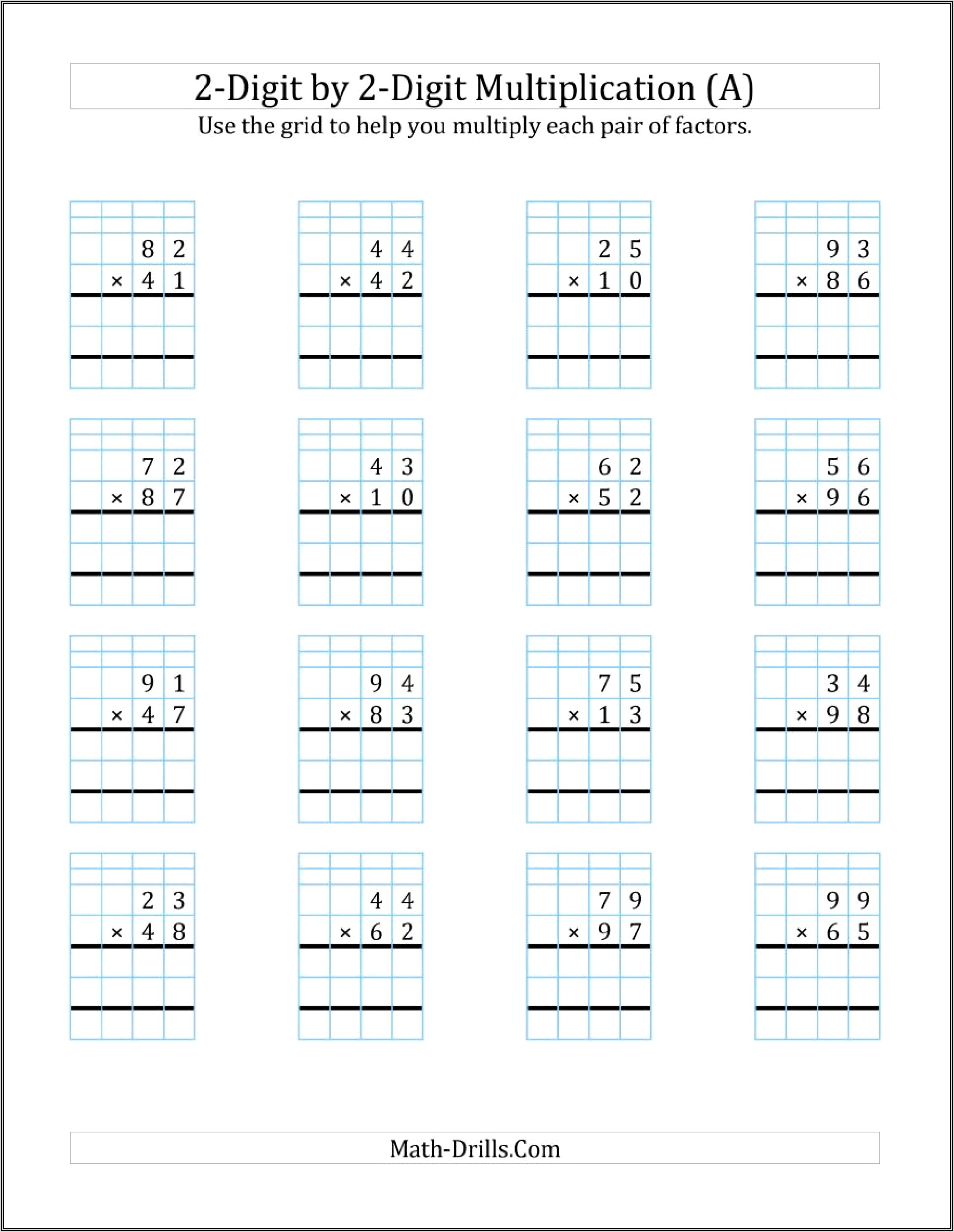 Multiplication Worksheets Ks2 Grid Method