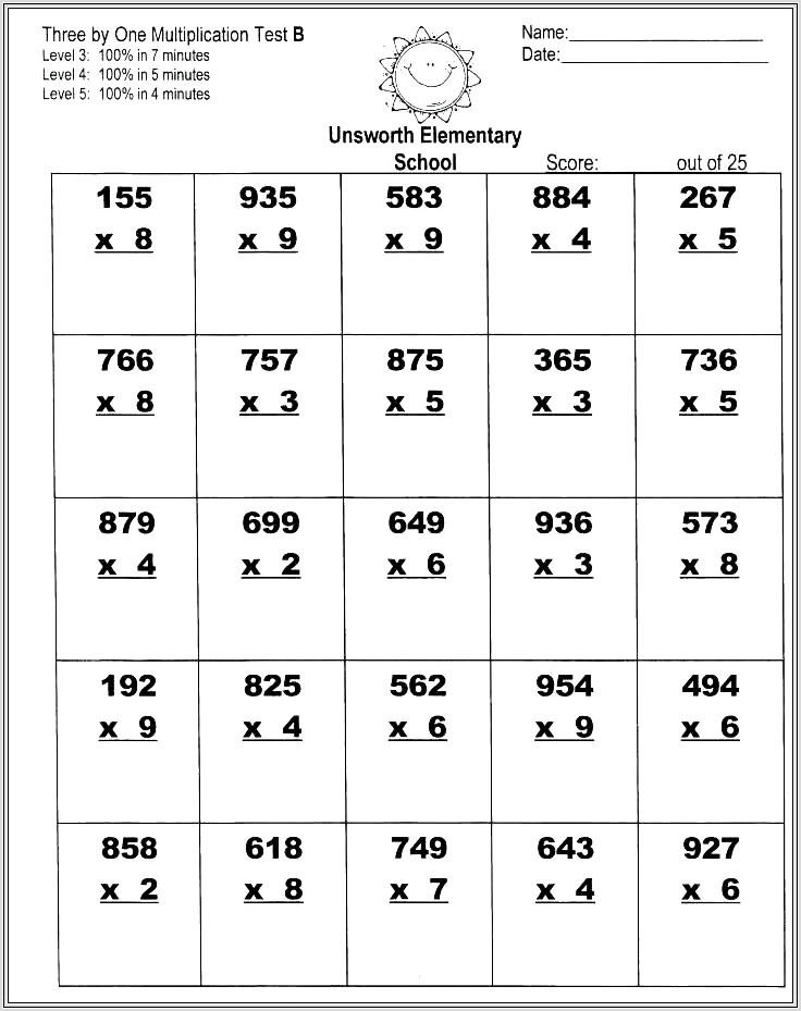 Multiplication Worksheets Number 4