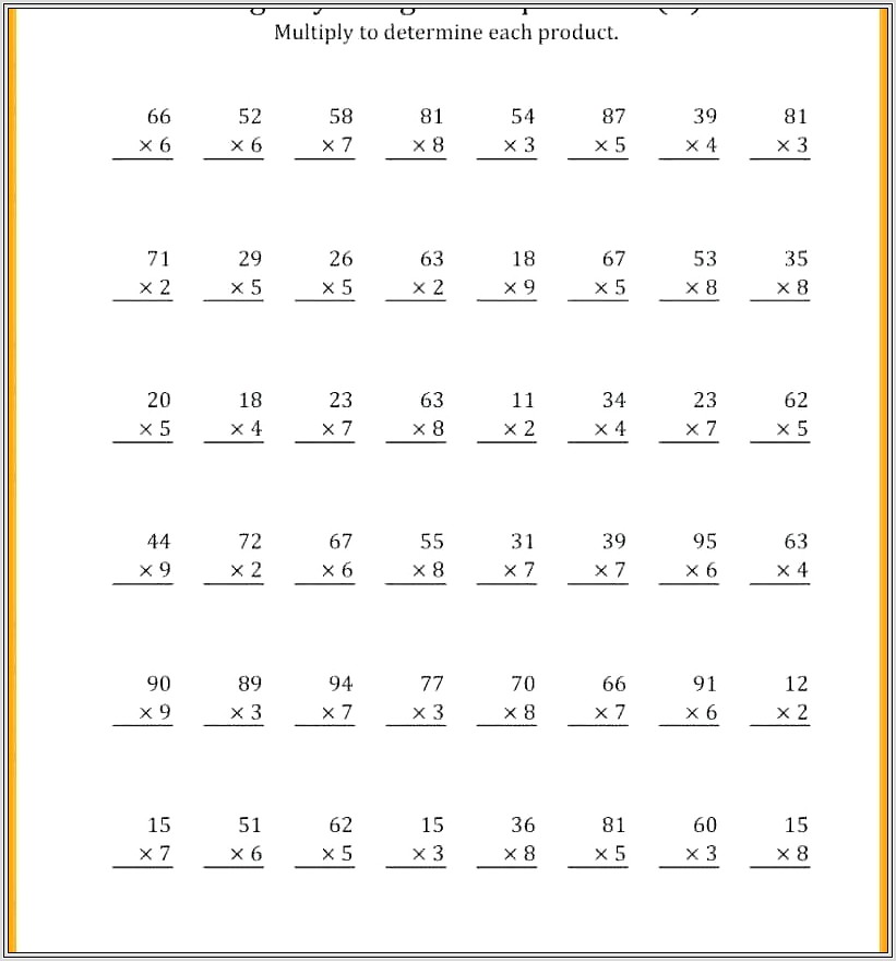 Multiplication Worksheets Of 2 Digits