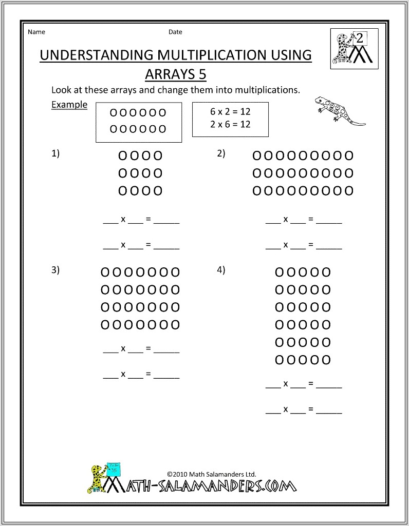 Multiplication Worksheets On Arrays