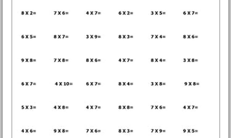 Multiplication Worksheets Up To 12