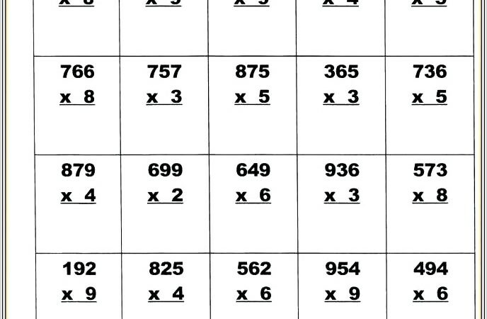 Multiplication Worksheets Using Grid Method