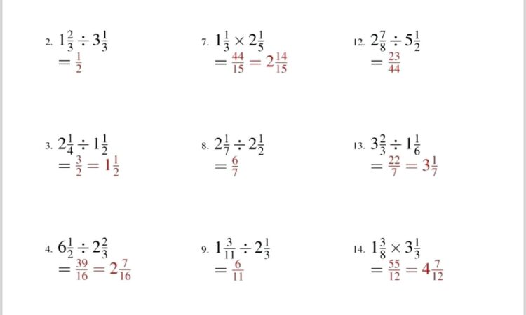 Multiply Mixed Numbers Worksheet Grade 7