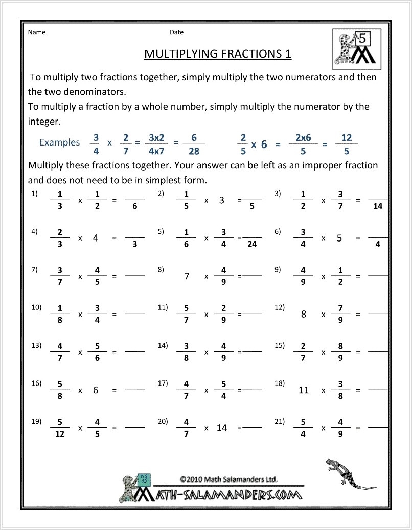 Multiplying And Dividing Whole Numbers Practice Worksheets