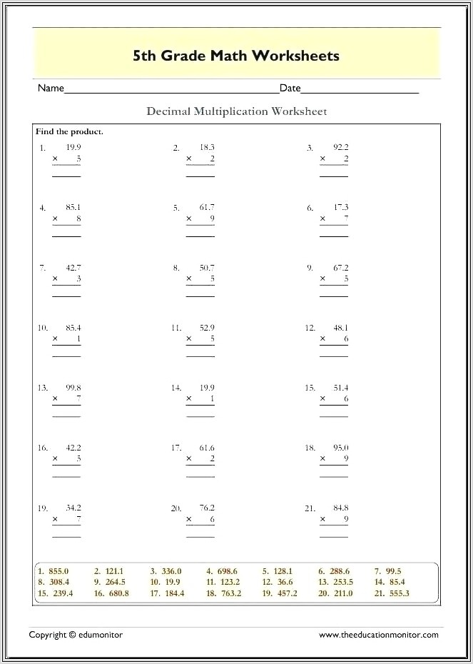 Multiplying Decimals Word Problems Worksheet Pdf
