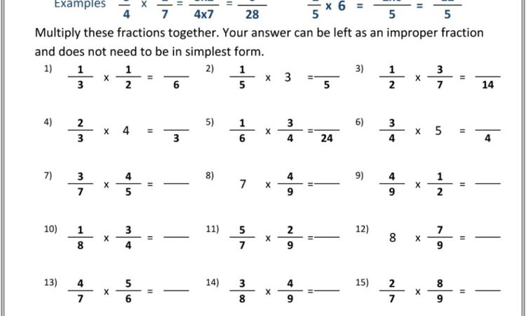 Multiplying Fractions And Mixed Numbers Worksheet Tes