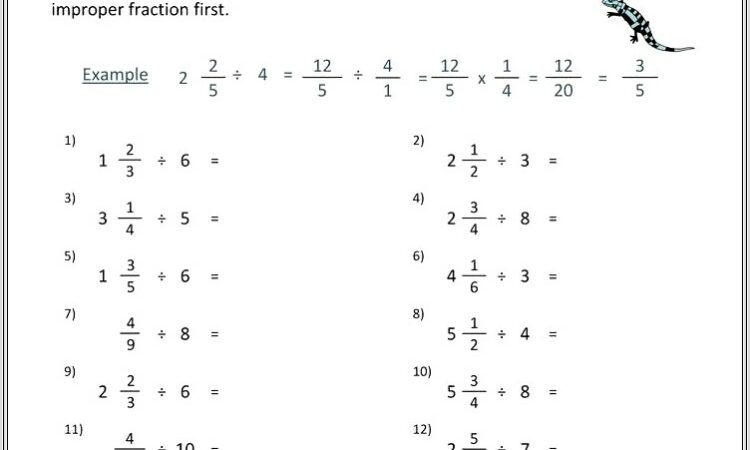 Multiplying Fractions By Mixed Numbers Worksheet