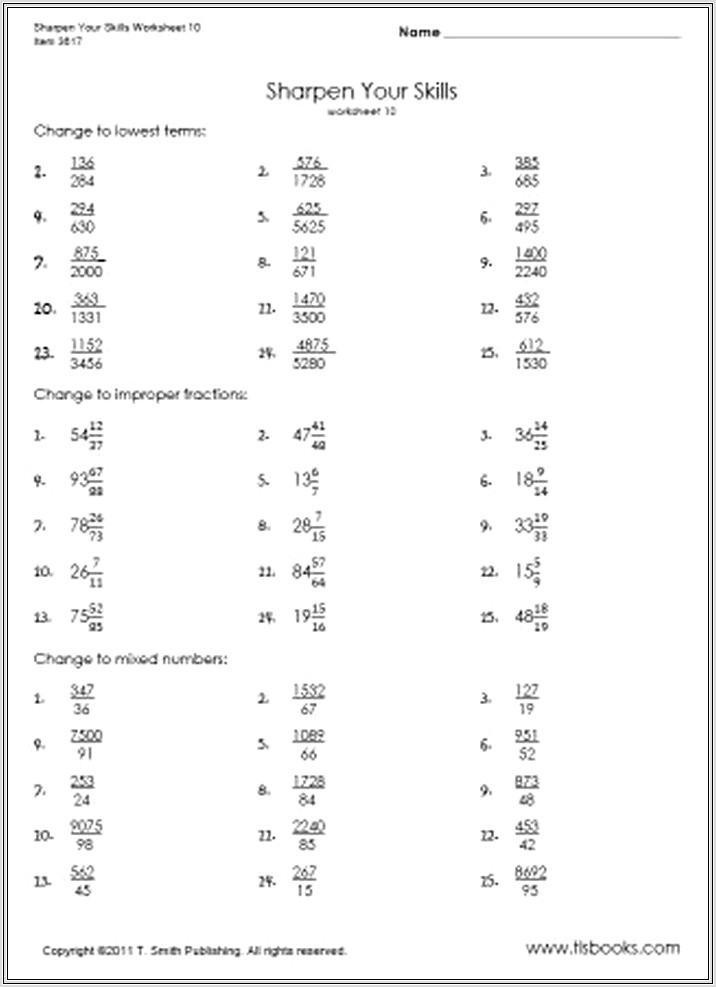 Multiplying Mixed Numbers Worksheets For 6th Grade