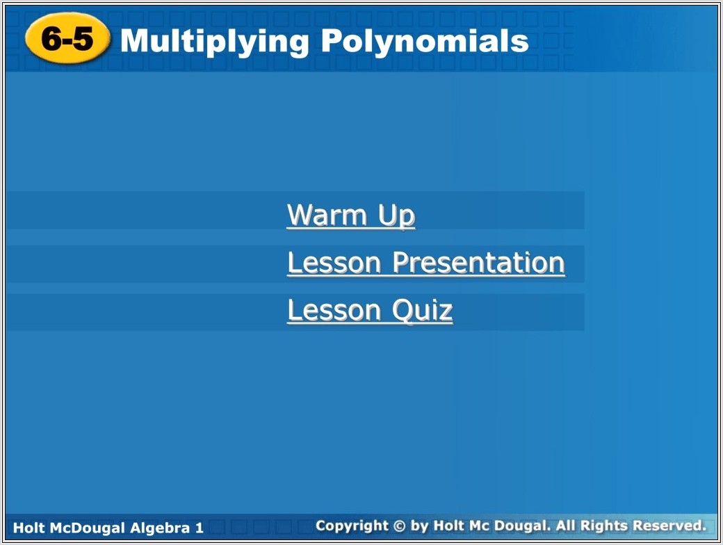 Multiplying Polynomials Worksheet Lesson 7 7