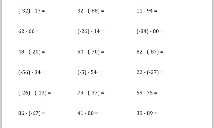 Multiplying Positive And Negative Numbers Worksheets