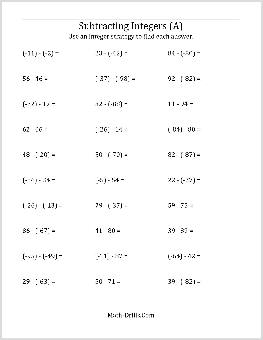 Multiplying Positive And Negative Numbers Worksheets