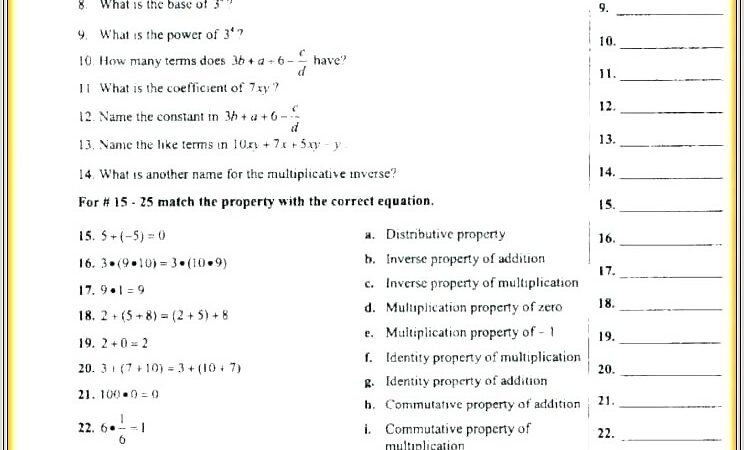 Multiplying Variables Worksheet Pdf