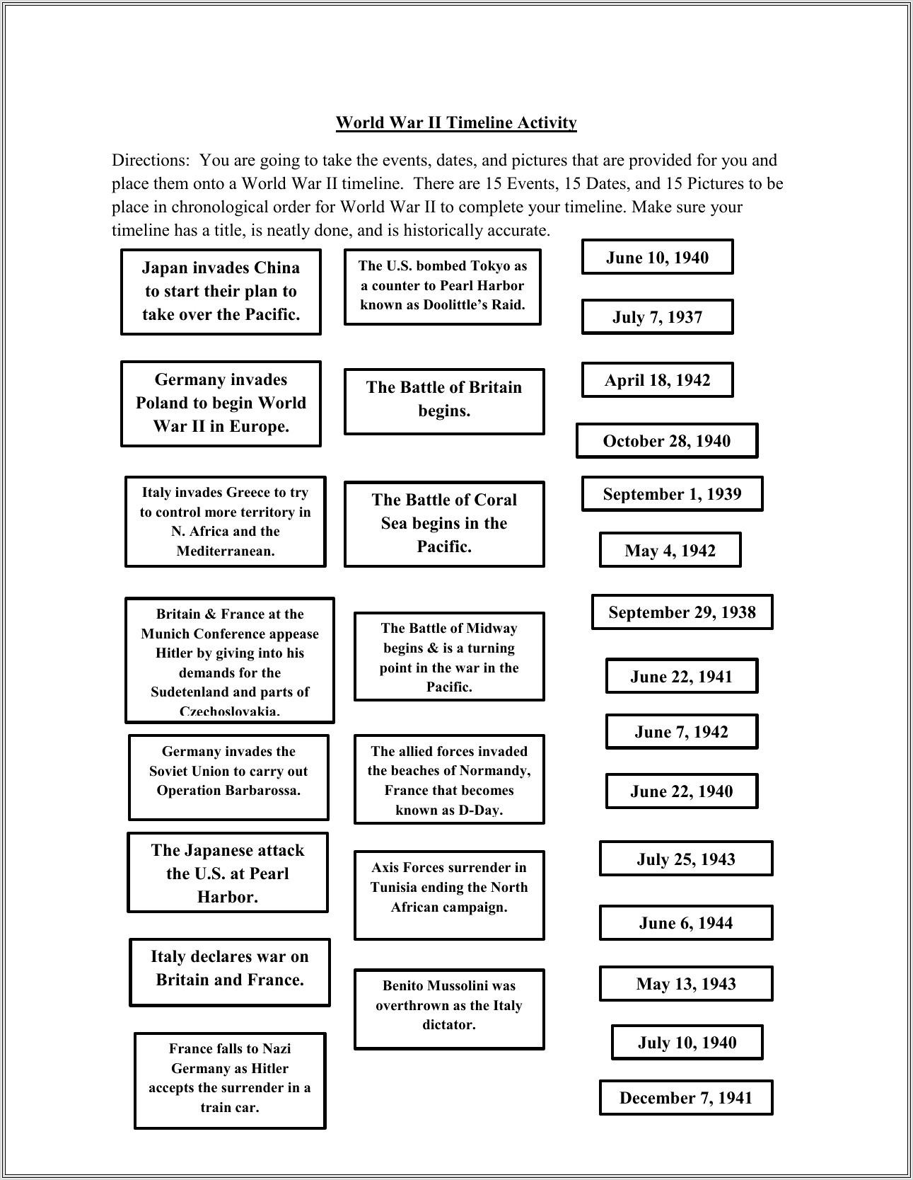 Nazi Germany Timeline Worksheet