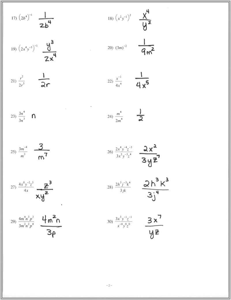 Negative Number Calculations Worksheet