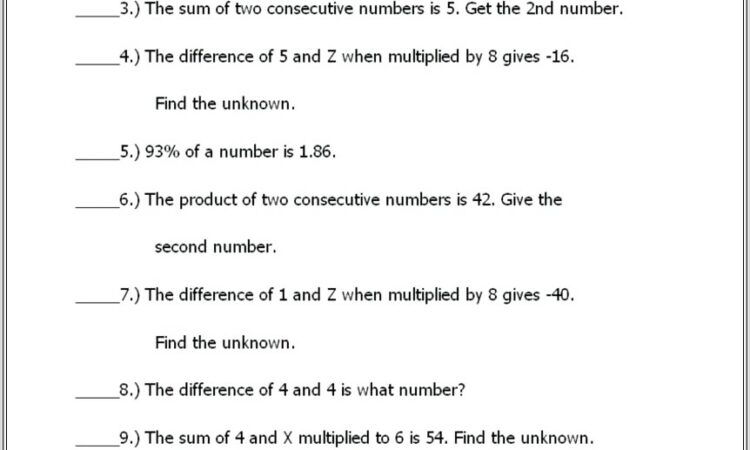 Negative Number Line Worksheet