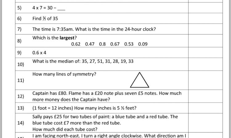 Negative Number Worksheet Y6