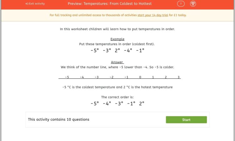 Negative Numbers Worksheet Ks1