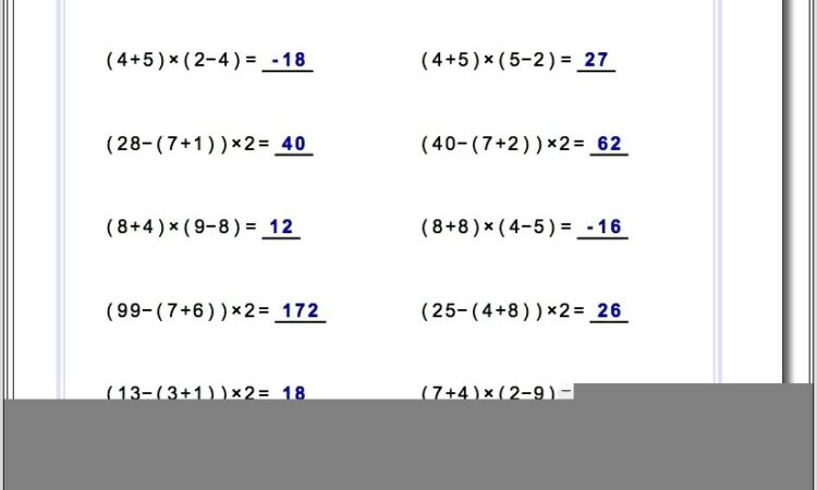 Negative Numbers Worksheets Level 4