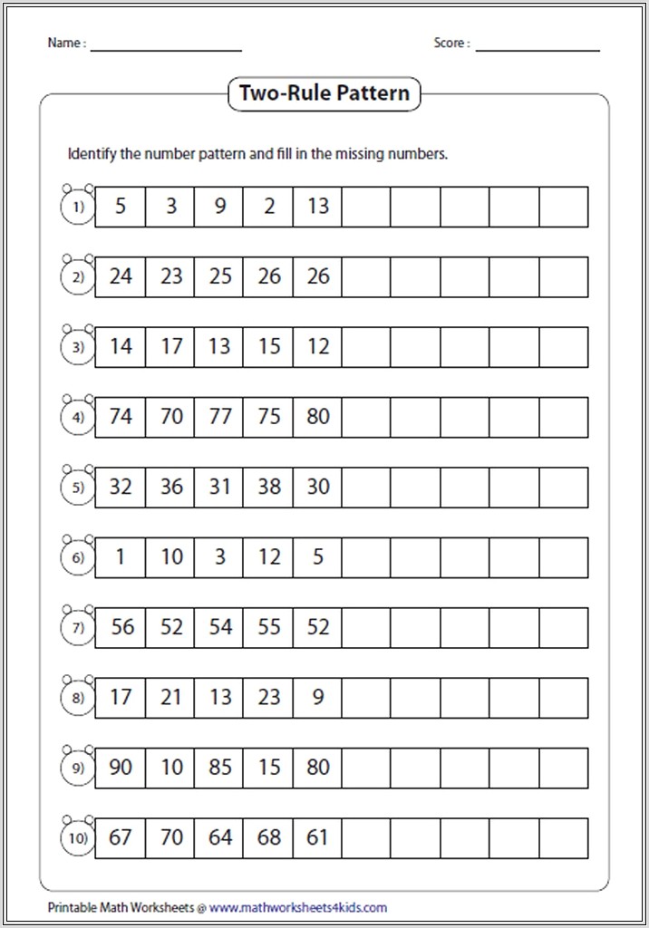 Nightmare Number Patterns Worksheet