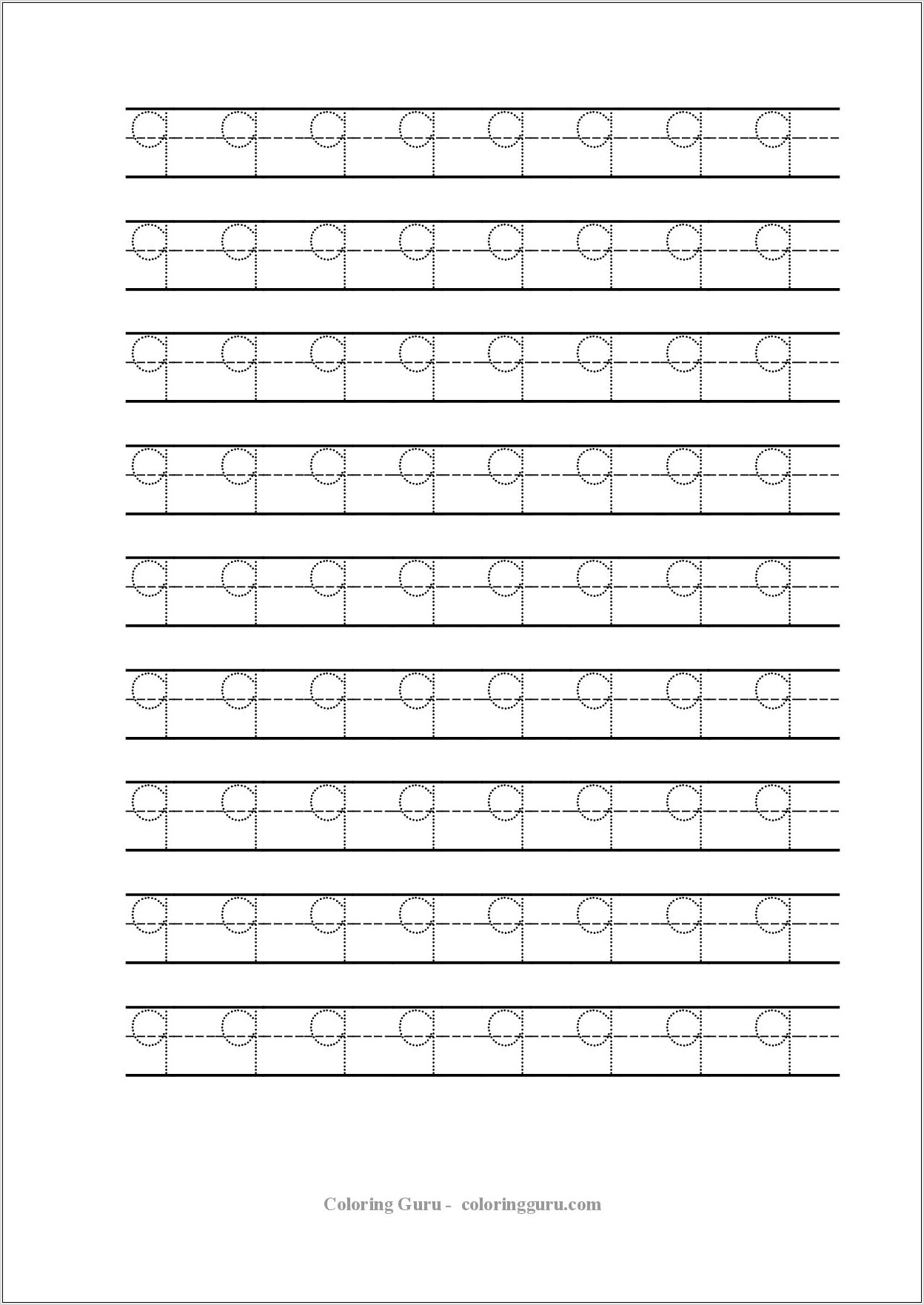 Number 9 Tracing Worksheet For Preschool