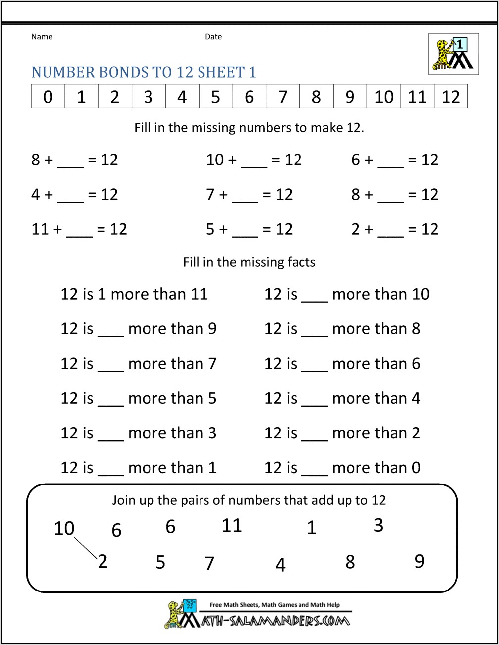 Number Bonds For 10 Worksheets And Resources