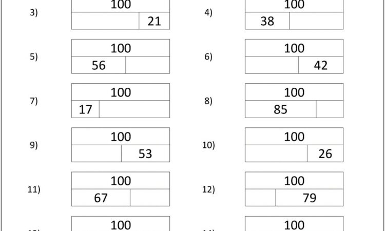 Number Bonds To 100 Worksheet Answers