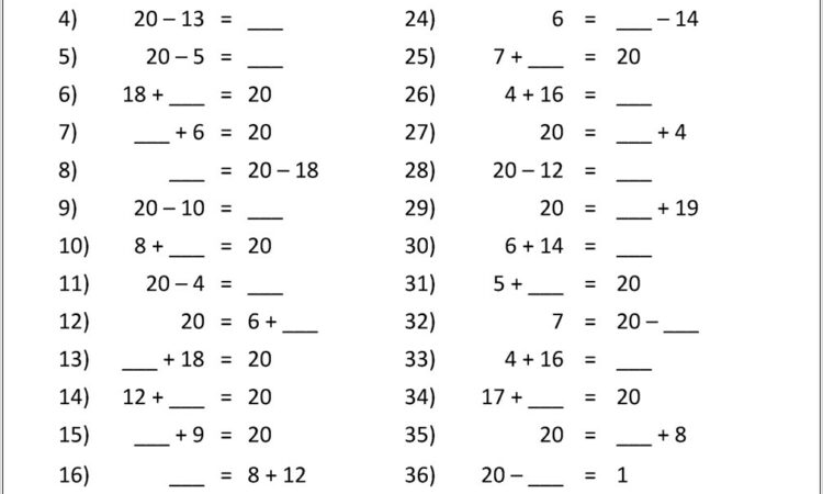 Number Bonds To 20 Colouring Worksheet