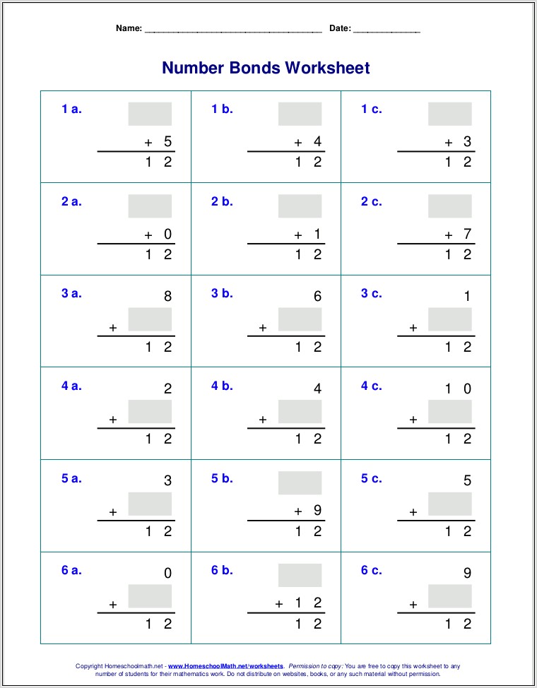 Number Bonds To 20 Worksheet With Pictures
