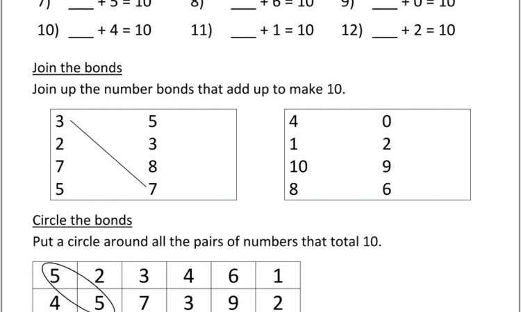 Number Bonds Worksheets Year 2