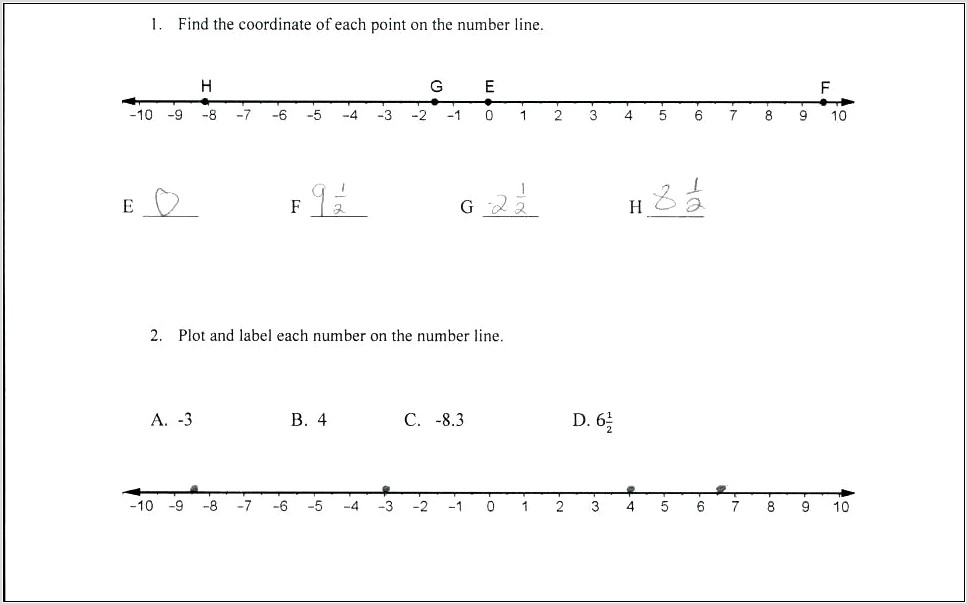 Number Line And Absolute Value Worksheet