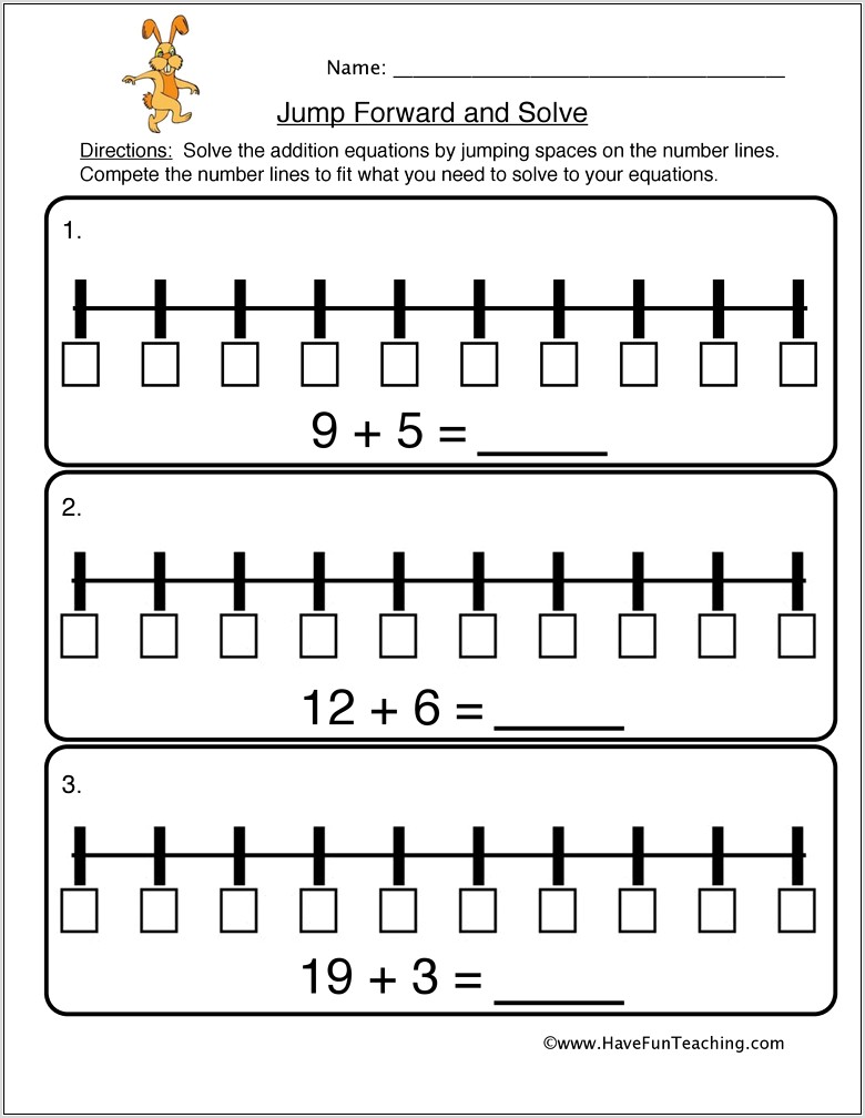 Number Line Jumps Worksheet