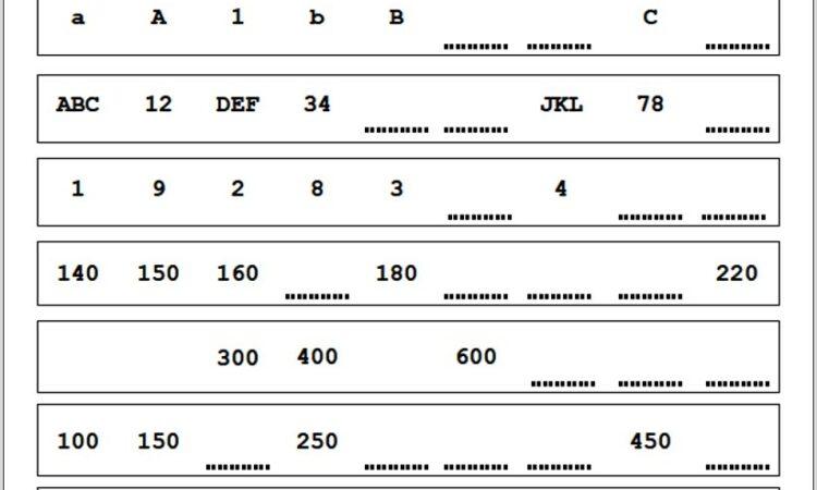 Number Pattern Recognition Worksheets