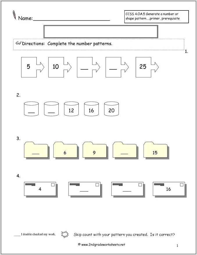 Number Patterns Worksheet 4th Grade