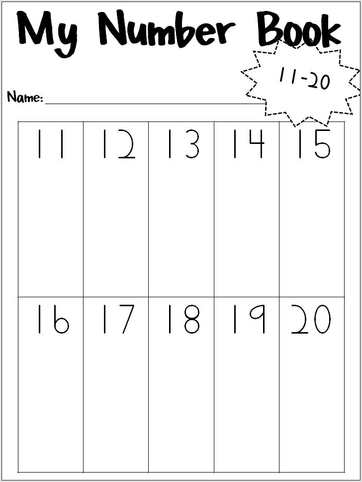 Number Tracing Worksheet 11 20