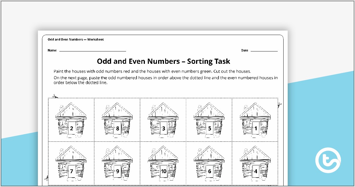 Odd And Even House Numbers Worksheet