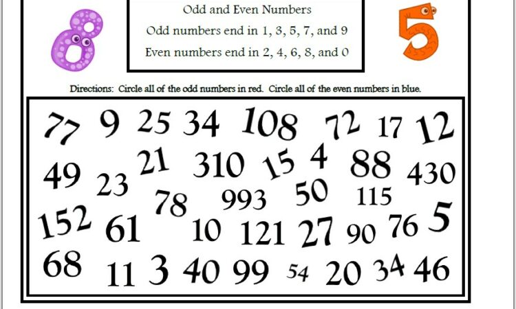 Odd And Even Numbers To 50 Worksheet