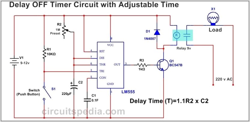 On Off Delay Timer Circuit Diagram