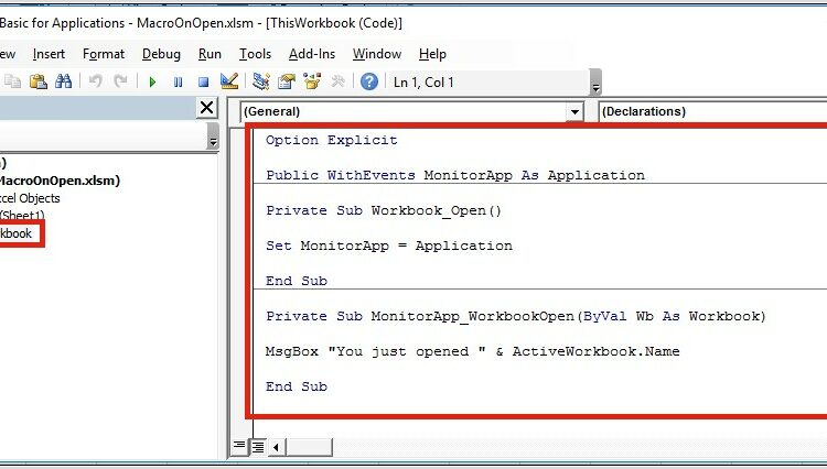 Open Workbook Automatically Vba